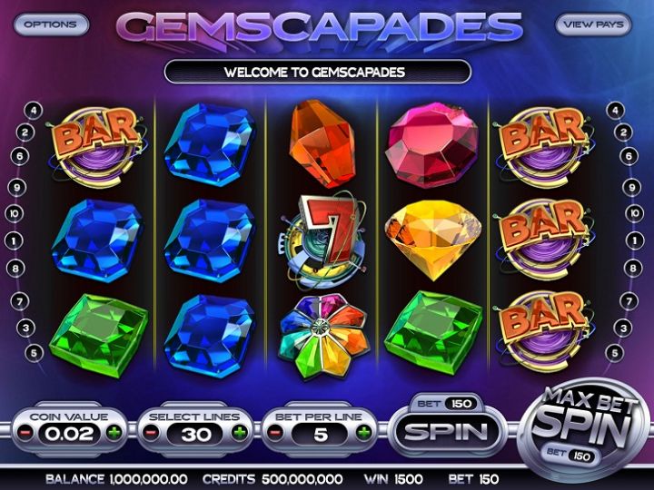 Gemscapades video slot machine screenshot