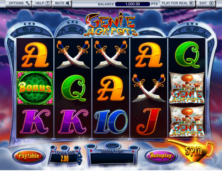 Genie Jackpots video slot machine screenshot