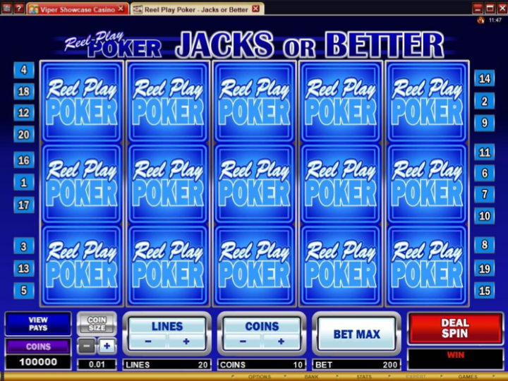 Reel Play Poker Jacks or Better video slot game screenshot