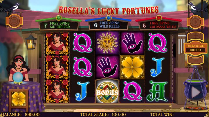 Rosella's Lucky Fortunes video slot machine screenshot