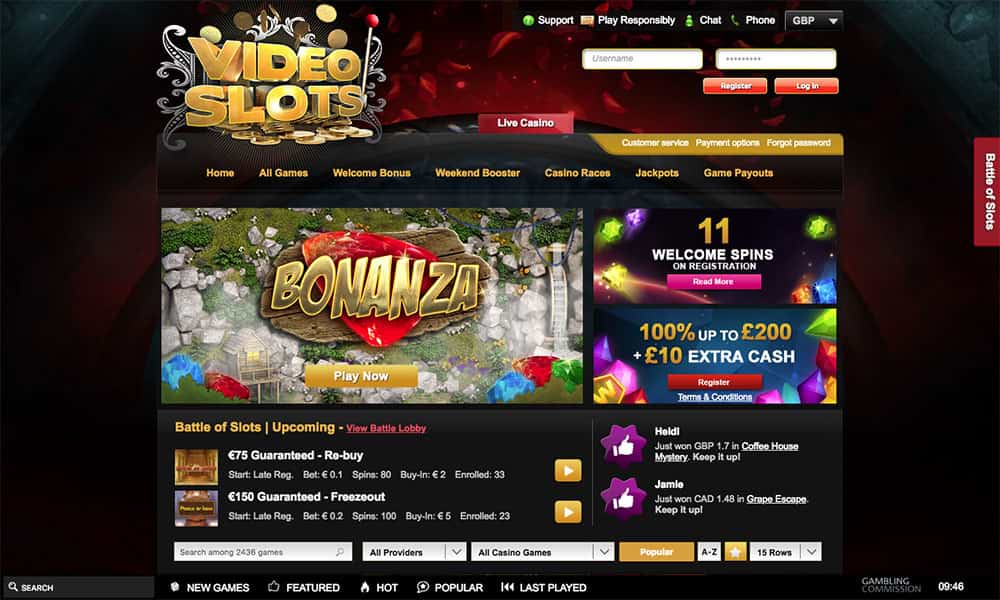 Videoslots Casino screenshot