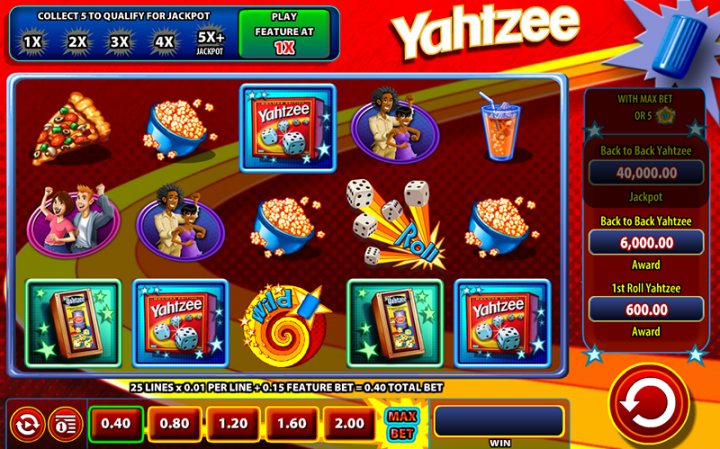 Yahtzee slot game screenshot