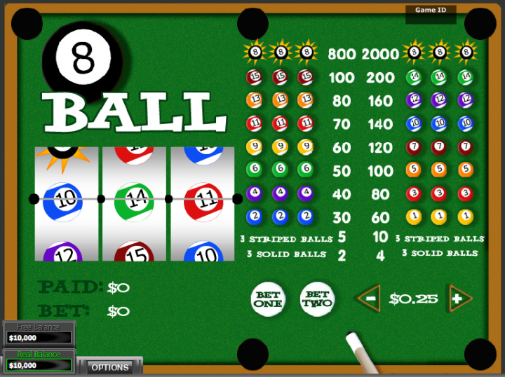 8 Ball video slot machine screenshot