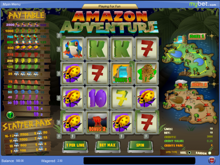 Amazon Adventure video slot machine screenshot