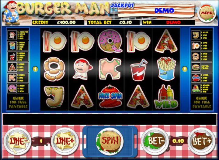 Burger Man video slot game screenshot