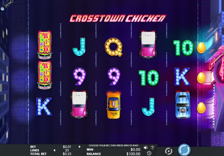 Crosstown Chicken video slot machine screenshot