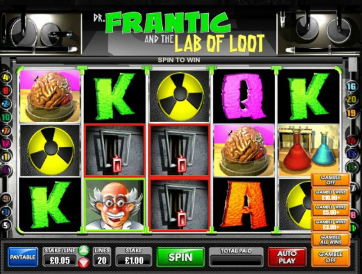 Dr Frantic And The Lab Of Loot video slot machine screenshot