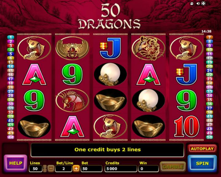 Fifty Dragons video slot game screenshot