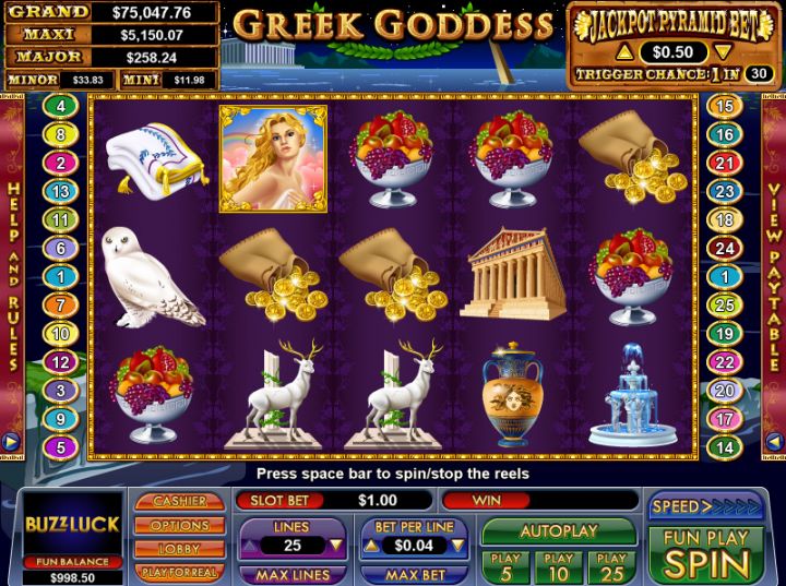 Greek Goddess video slot game screenshot
