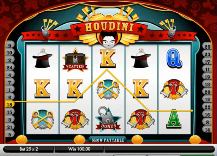 Houdini video slot machine screenshot