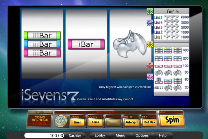 iSevens slot machine screenshot