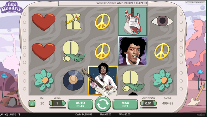 Jimi Hendrix slot game screenshot