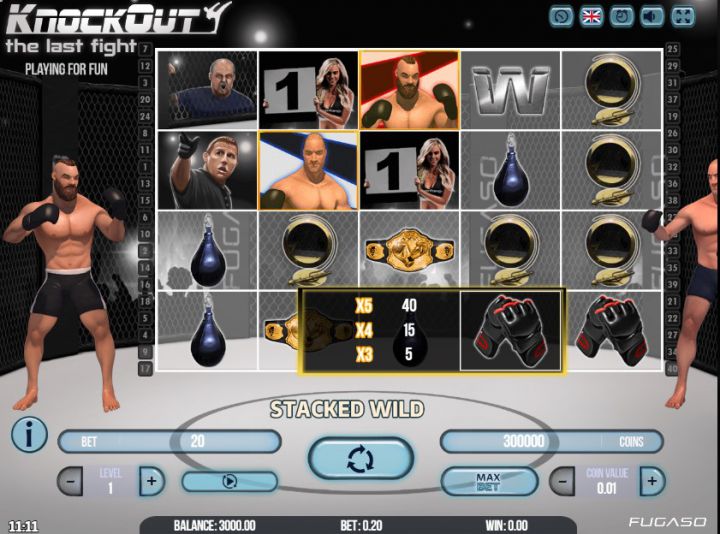 Knockout video slot game screenshot