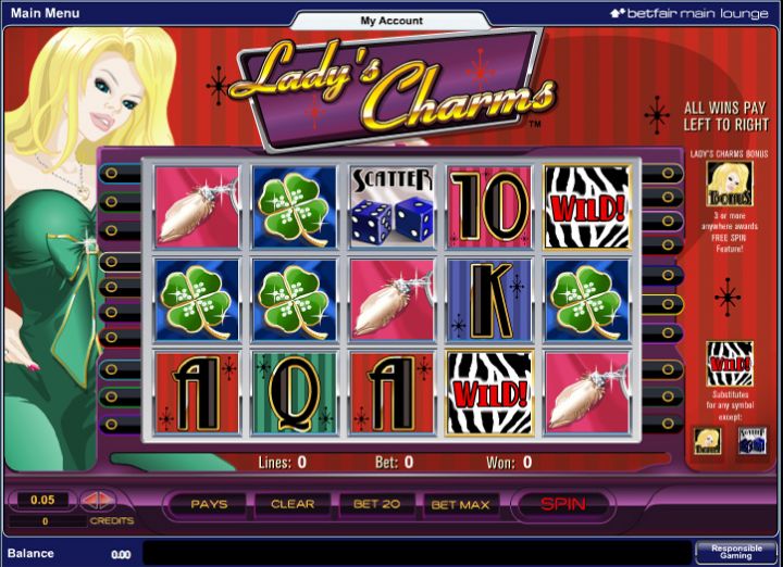Lady's Charms slot game screenshot