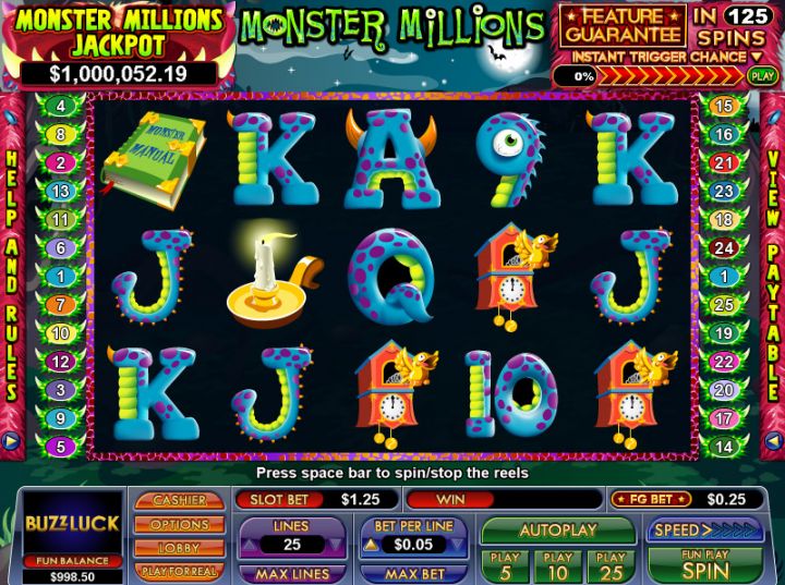 Monster Millions slot game screenshot