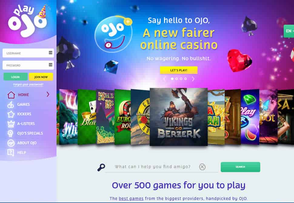 PlayOJO Casino screen
