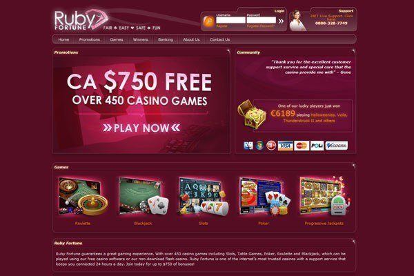 Ruby Fortune Casino screen