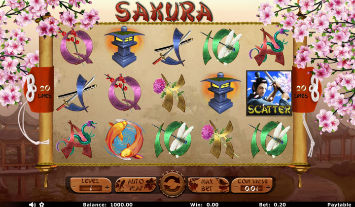 Sakura video slot machine screenshot