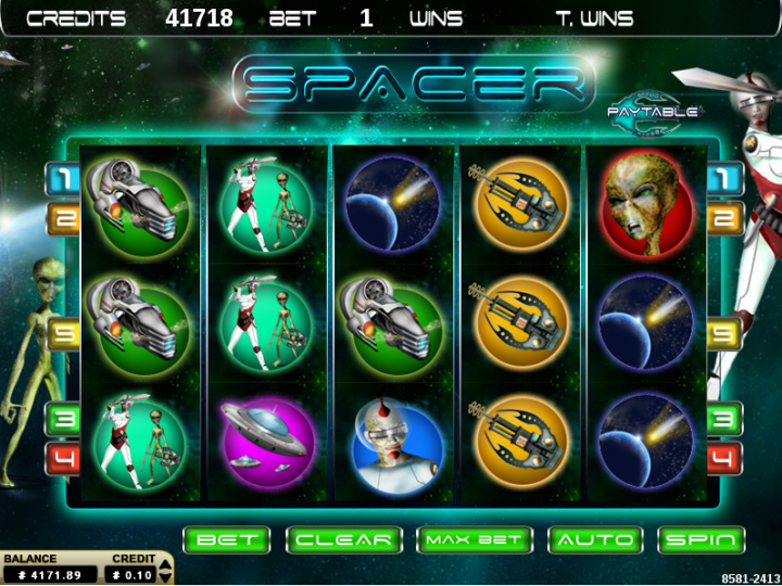 Spacer video slot machine screenshot