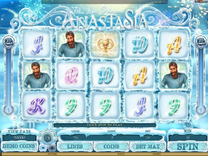 The Lost Princess Anastasia video slot machine screenshot
