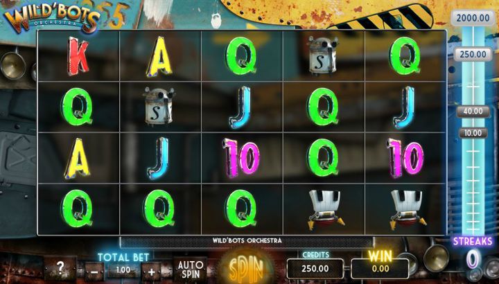 Wild Bots Orchestra video slot game screenshot